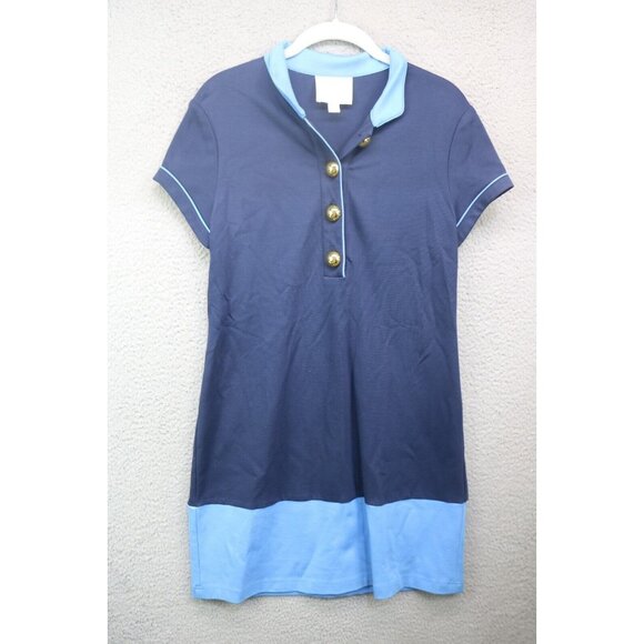 Sail to Sable Cap Sleeve Nautical Dress-Small-Big Gold Buttons-Preppy - Picture 1 of 9